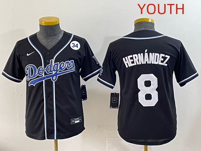 Youth 2025 Los Angeles Dodgers #8 Hernandez Black Three generations Fashion Nike MLB Jersey style 10->youth mlb jersey->Youth Jersey